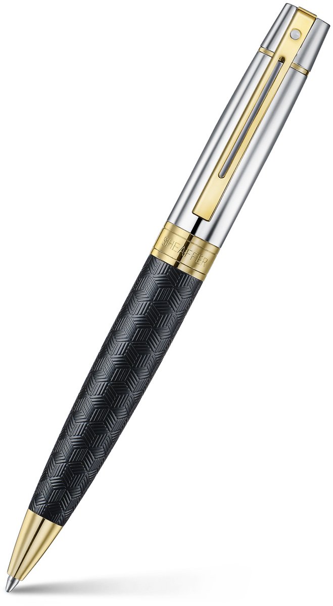 Sheaffer balpen 300/E9347 - Engraved matt black shiny chrome cap - SF-E2934751