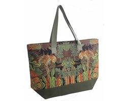 Strandtas Jungle - Accessories Junkie Amsterdam- Dames strandtas XXL- Schoudertas- Beachbag- Shopper- 1 rits vakken- Stijlvol en Functioneel- Canvas- Groen
