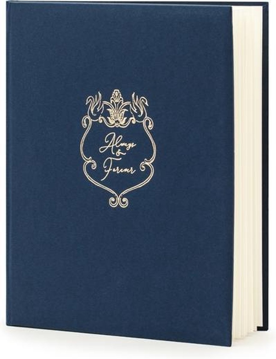 Partydeco Gastenboek Always & Forever - blauw/ivoor