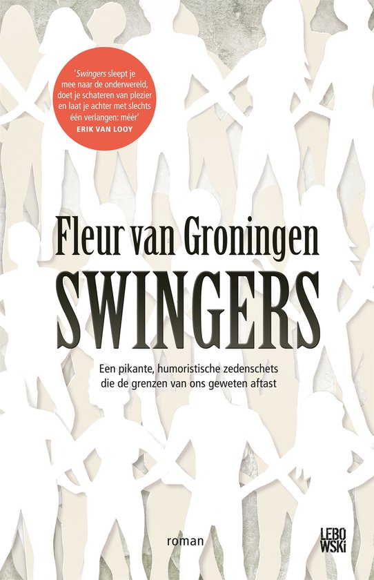 Boek 'Swingers' van Fleur van Groningen, met op de cover silhouetten van mensen en de titel in grote letters.