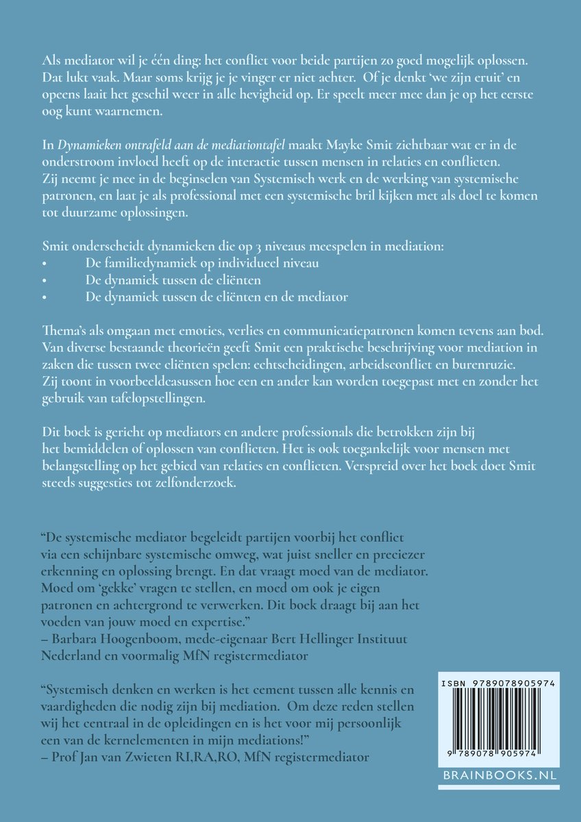 Achterkant boek met ISBN-nummer en een quote van Barbara Hooigenboom.