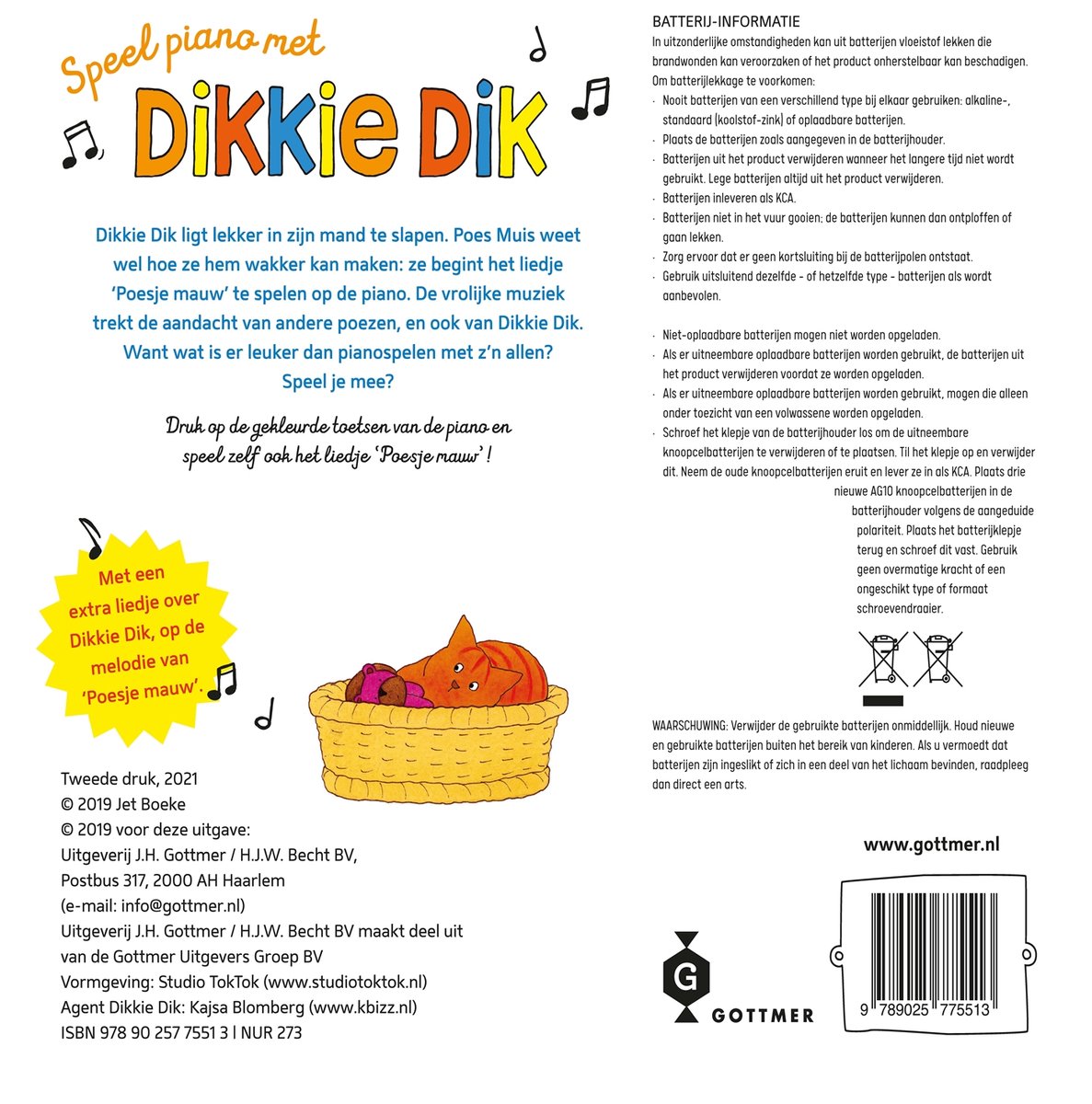 Dikkie Dik - Speel piano met Dikkie Dik - back cover