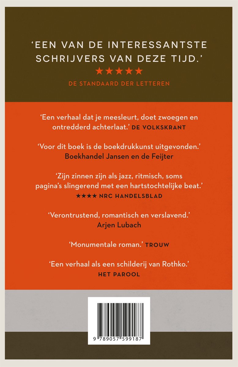 Boekrug met citaten. Bruine en oranje achtergrond met witte tekst.