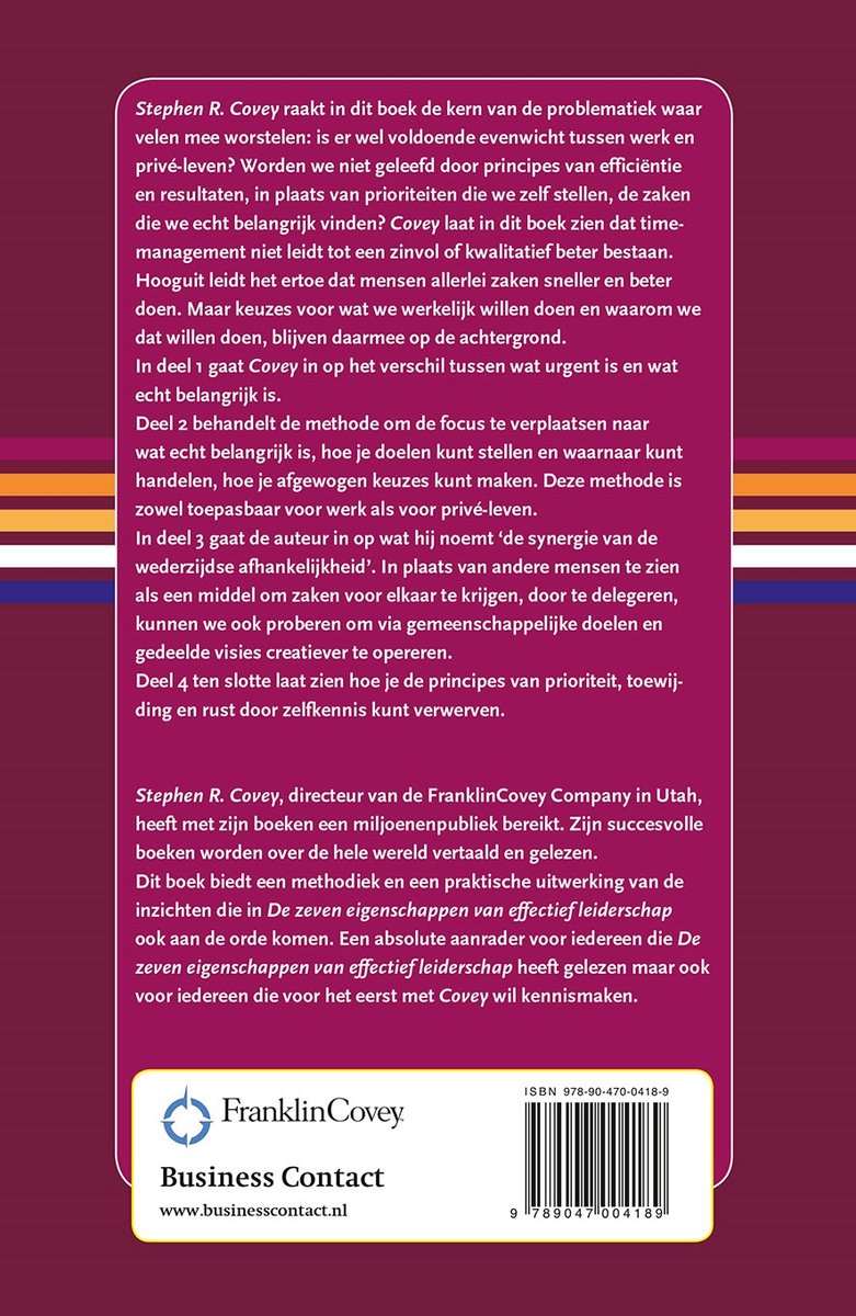 Prioriteiten - back cover