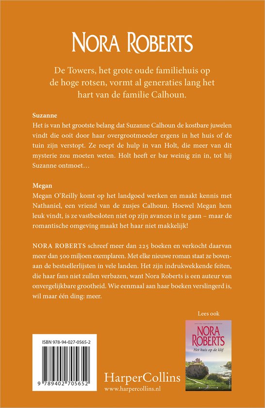 Achterkant van het boek 'Aan de wilde kust' van Nora Roberts met boekbeschrijving en ISBN.