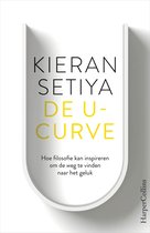 Boekomslag 'De U-curve' met gele letters op een witte, gebogen achtergrond.