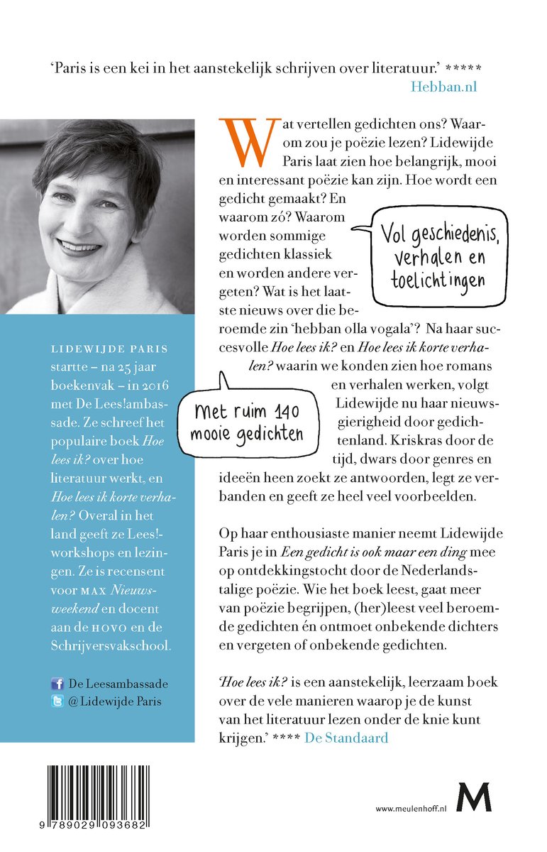 Een gedicht is ook maar een ding - back cover