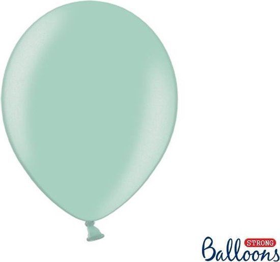 Partydeco Ballonnen Metallic Strong mint groen - 30 cm - 10 stuks
