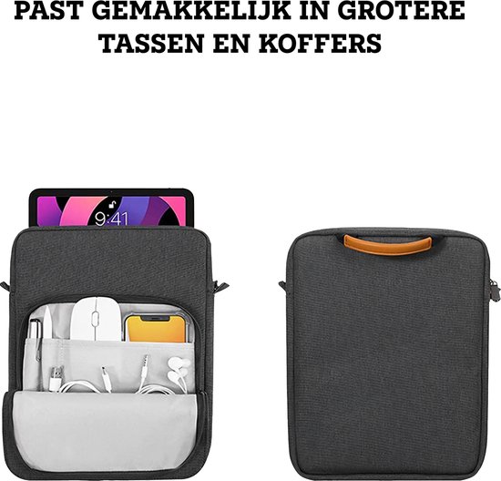 Somstyle Sac avec housse pour tablette adapté aux Tablettes de 9 à 11 pouces - Sac de transport avec bandoulière - Grijs