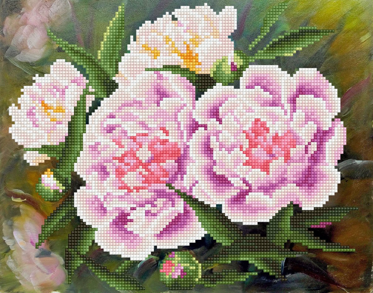 Diamond Dotz diamond painting speelgoed - Romantic Pink Peonies bloemen.