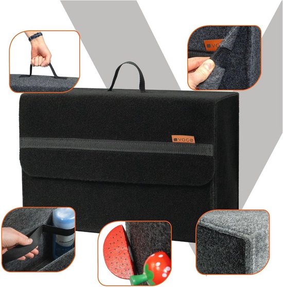 L & P Car Design Kofferbaktas, organizer, autotas, auto, kofferbak, gereedschapstas, opbergtas met klittenbandsluiting, kleur zwart rood