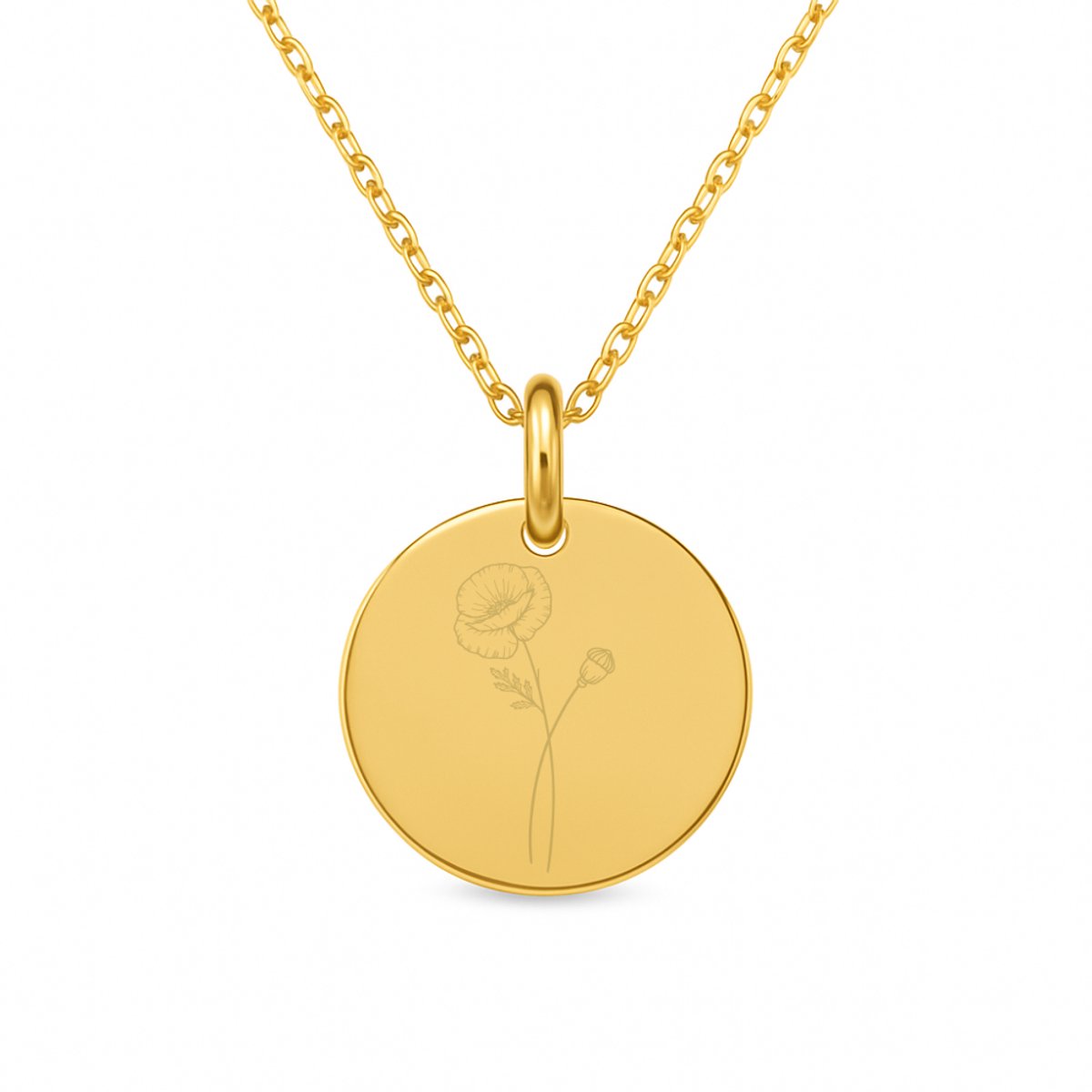 Lovelockers® | Geboorte Bloem ketting | Augustus | Stainless Steel | Goudkleurig | Geboorte Maand | Kraamcadeau | Geboorte cadeau | Cadeautje voor haar | Bloemen ketting