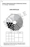 Diagram 'Graph for Determining the Size of Sedimentary Particles' met cirkels met patronen die verschillende groottes vertegenwoordigen.