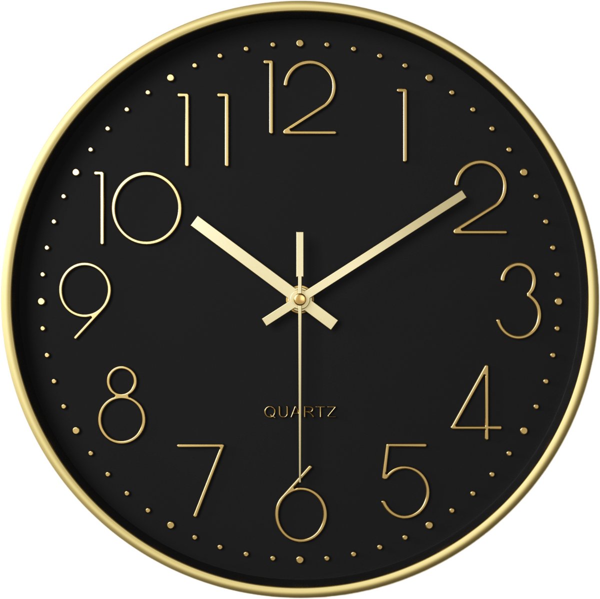 Tyme Wandklok Modern - Goed leesbaar - Stille 30cm Klok - Analoog - Uurwerk - Muurklok - Quartz - Zwart Goud