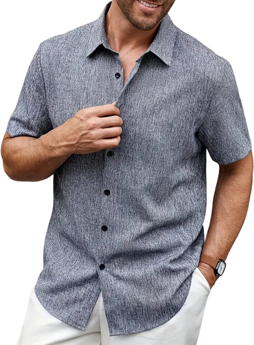 Livano Linnen Blouse Heren t shirt Polo Overhemd Shirt Zomer Ibiza Stijl Donkergrijs