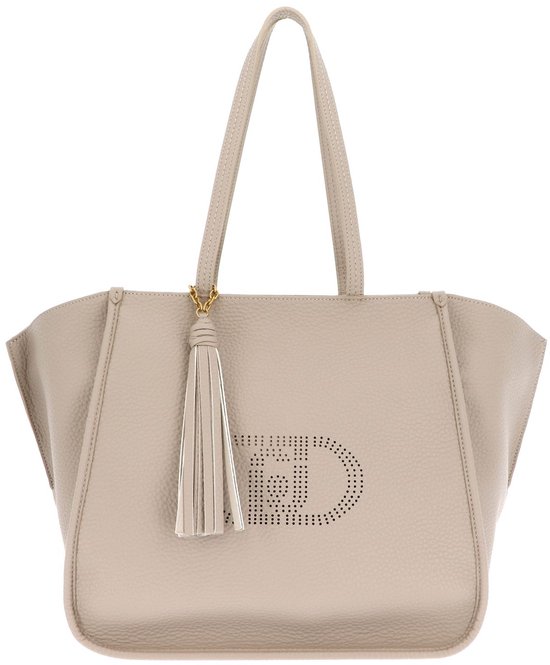Sac Shopper LIU JO En Polyester Doux - Couleur écru, Dimensions 33x28x18 Cm, Poignée 60 Cm, Compartiment Zippé