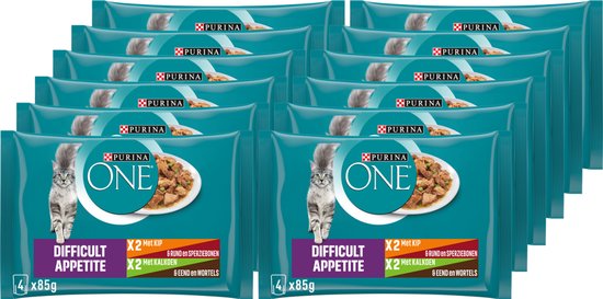PURINA® ONE® Difficult Appetite - Kattenvoer Natvoer - Kip - 48 x 85 g