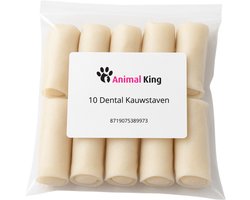 Animalking Dental Kauwstaaf Hond - Kauwbotten Hond Runderhuid - Hondensnacks - 4 CM x 15 CM 10 Stuks