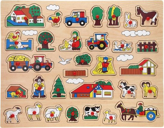 Small foot Houten insteekpuzzel reuze boerderij 32-delig