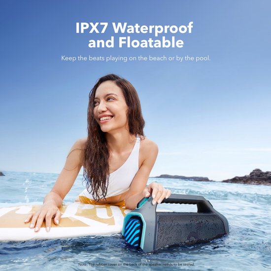 NEW soundcore Anker Boom 2 Plus Buitenluidspreker, bluetooth, 140 W, 2+2 kanalen, BassUp 2.0, 20 uur, snel opladen, IPX7-waterdicht, RGB-verlichting, USB-C, powerbank, voor kamperen, strand, tuin- Blauw van Anker — afbeelding 2