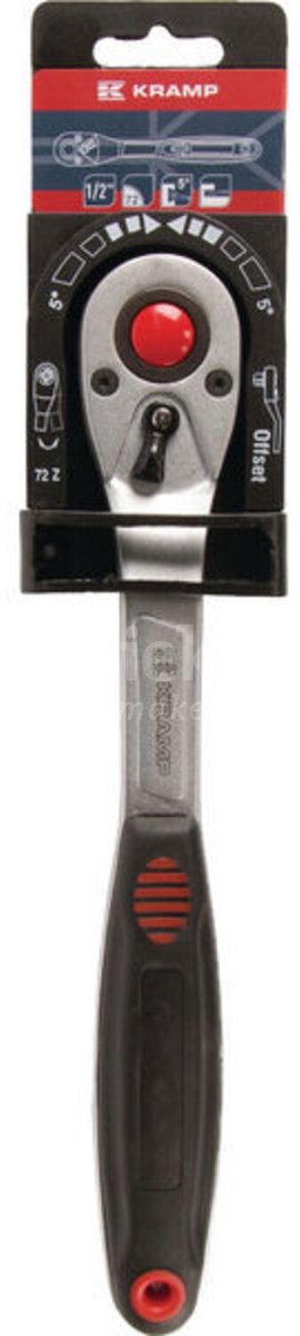 Kramp Ratel 1/2" L=250 mm - 180612000KR, 8716106861040 | Aandrijfmaat: 1/2 in | Aantal tanden: 72 | Lengte: 254 mm | Kopbreedte: 40 mm