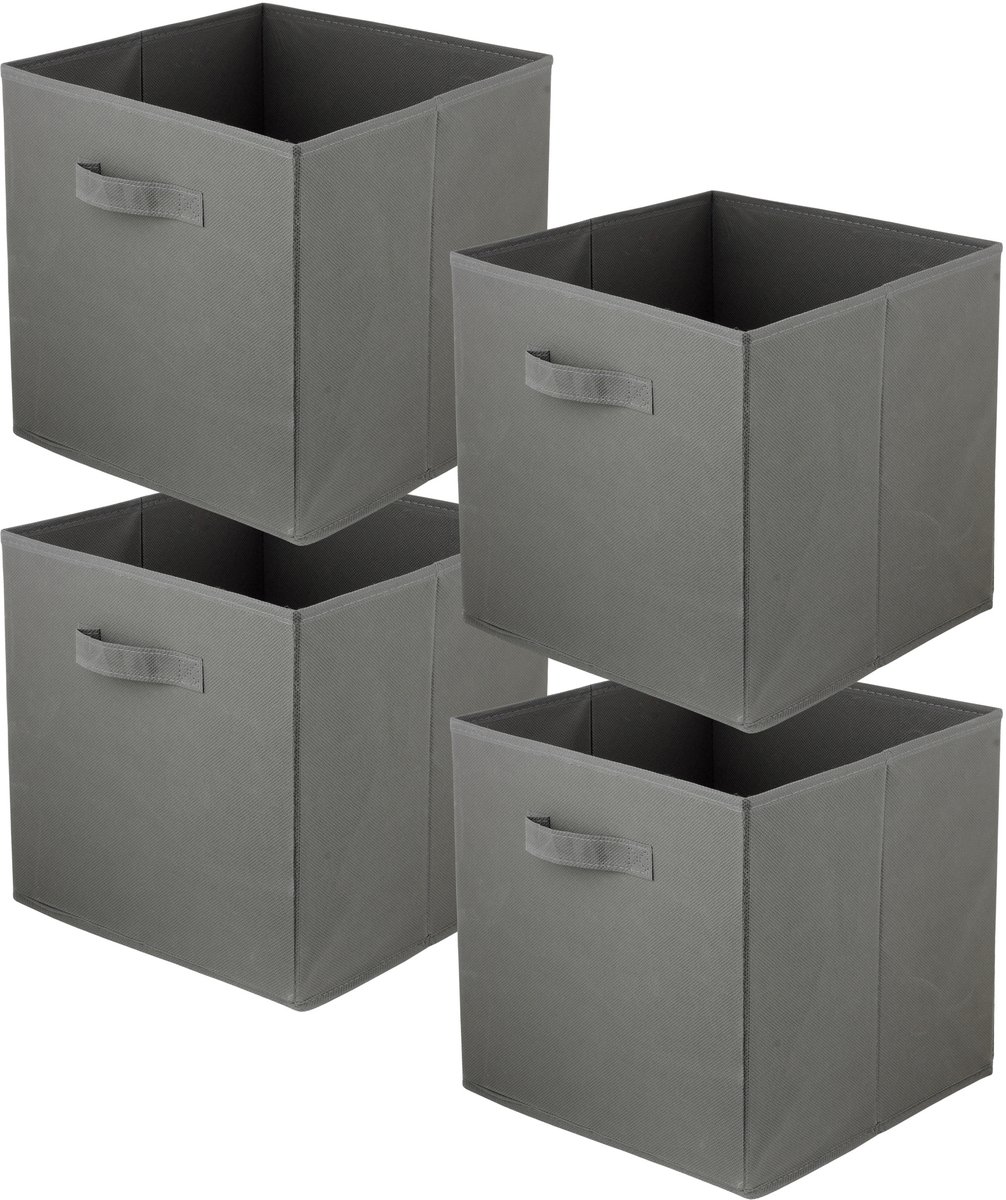LAVITA® Opbergmand Textiel - 31x31x31 Donkergrijs 4 Stuks - Opbergbox Kast Organizer Opbergdoos - Kastlade Verdeler Voor Kleding Ondergoed Badkamer Kledingkast - Vouwdoos Stoffen Doos Opbergdozen