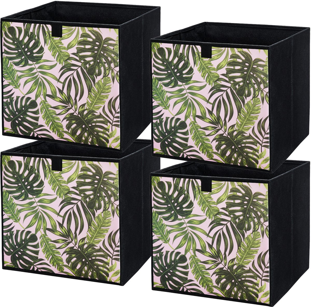 LAVITA® Opbergmand Textiel - 31x31x31 Bladeren 4 Stuks - Opbergbox Kast Organizer Opbergdoos - Kastlade Verdeler Voor Kleding Ondergoed Badkamer Kledingkast - Vouwdoos Stoffen Doos Opbergdozen