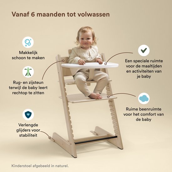 Stokke Tripp Trapp kinderstoel (wit) met Stokke dienblad (wit) - Incl. Tripp Trapp stoel, babyset 2 voor kinderen van 6-36 maanden en Stokke dienblad - verstelbaar, ergonomisch en gemakkelijk schoon van Stokke — afbeelding 2