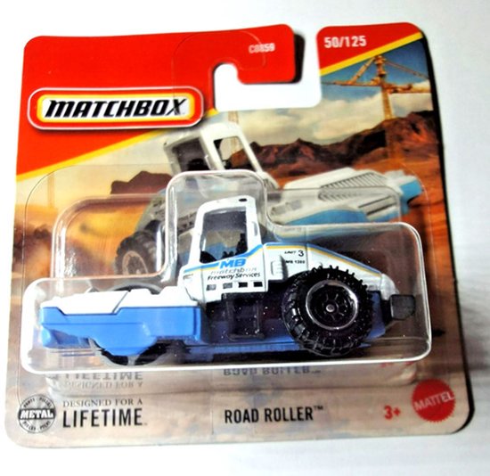 Matchbox Road Roller 50-100 White Blue (1:64) Metal | bol
