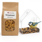 Animalking Vogelvoederhuisje met 500 Gram Vogelvoer - Vogelvoederstation - Raamvoederhuisje
