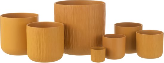 J-Line cache-pot Gen - céramique - ocre - large - 2 pièces - Ø 18.5 cm