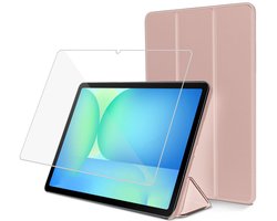 ChiGuard Hoesje & Screenprotector geschikt voor Samsung Galaxy Tab S10 FE / S10 Lite / S9 FE / S9 Hoesje – Gehard Glas - Shock Proof Hoesje – Smart Cover - Rose