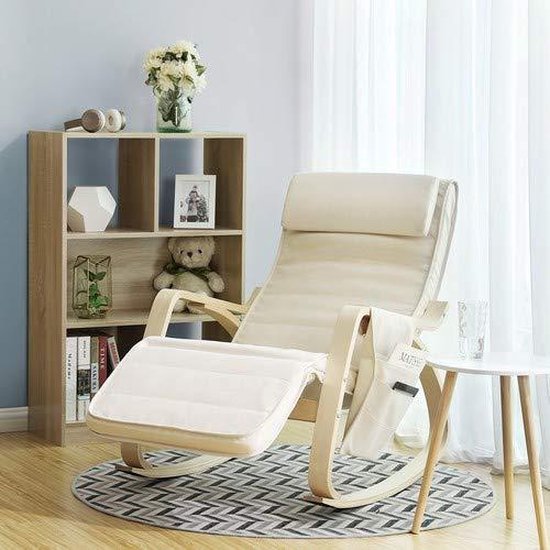 Chaise berçante avec repose-pieds et poche latérale de style suédois -  Chaise... | bol