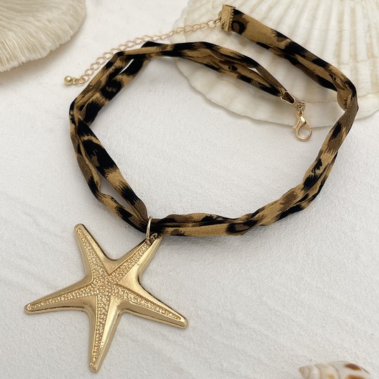 Collier Étoile Imprimé Tigre - Couleur Or