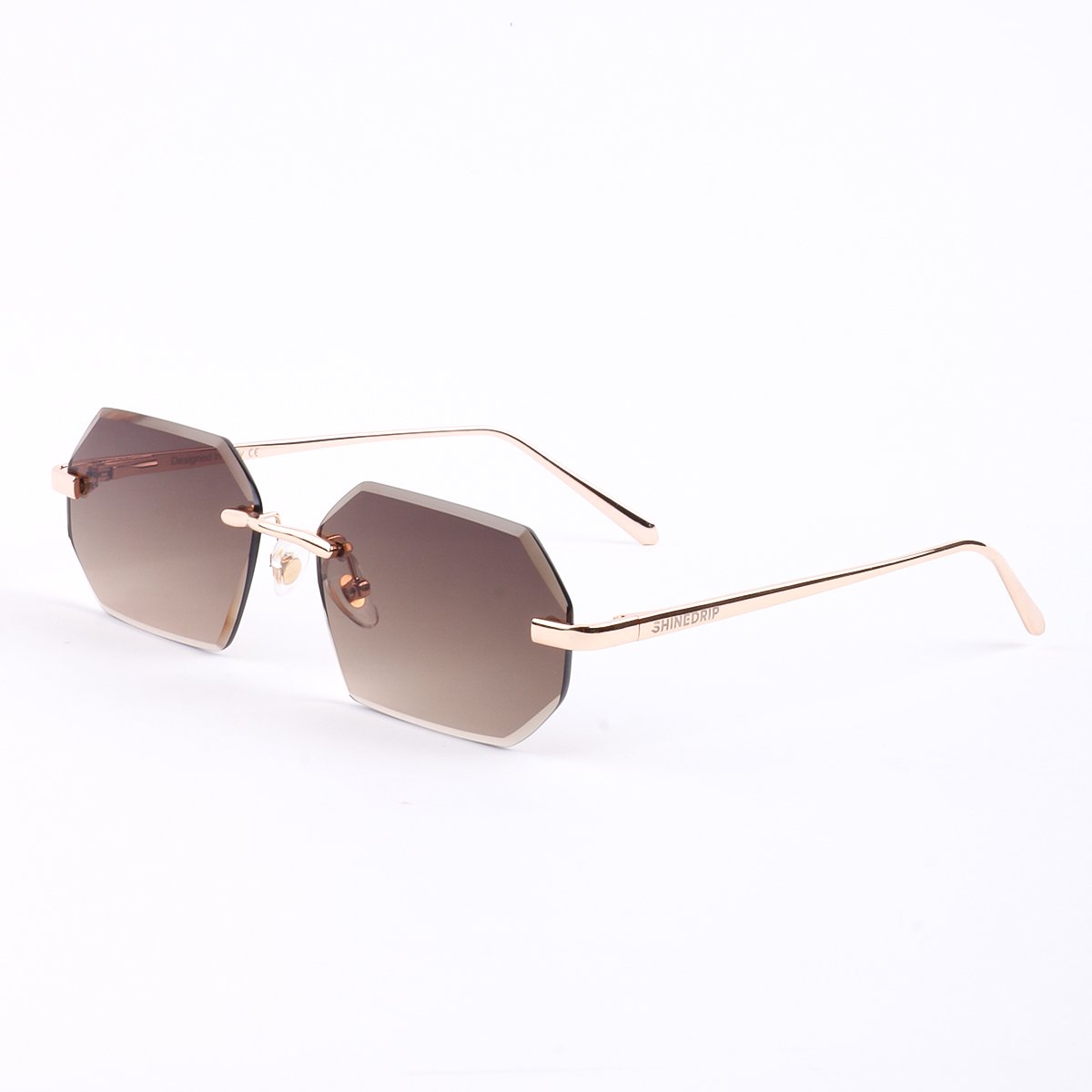 Shinedrip Amsterdam- Infinity Brown 9K Gold- Bruine Zonnebril- Sunglasses- Unisex- Dames en Heren