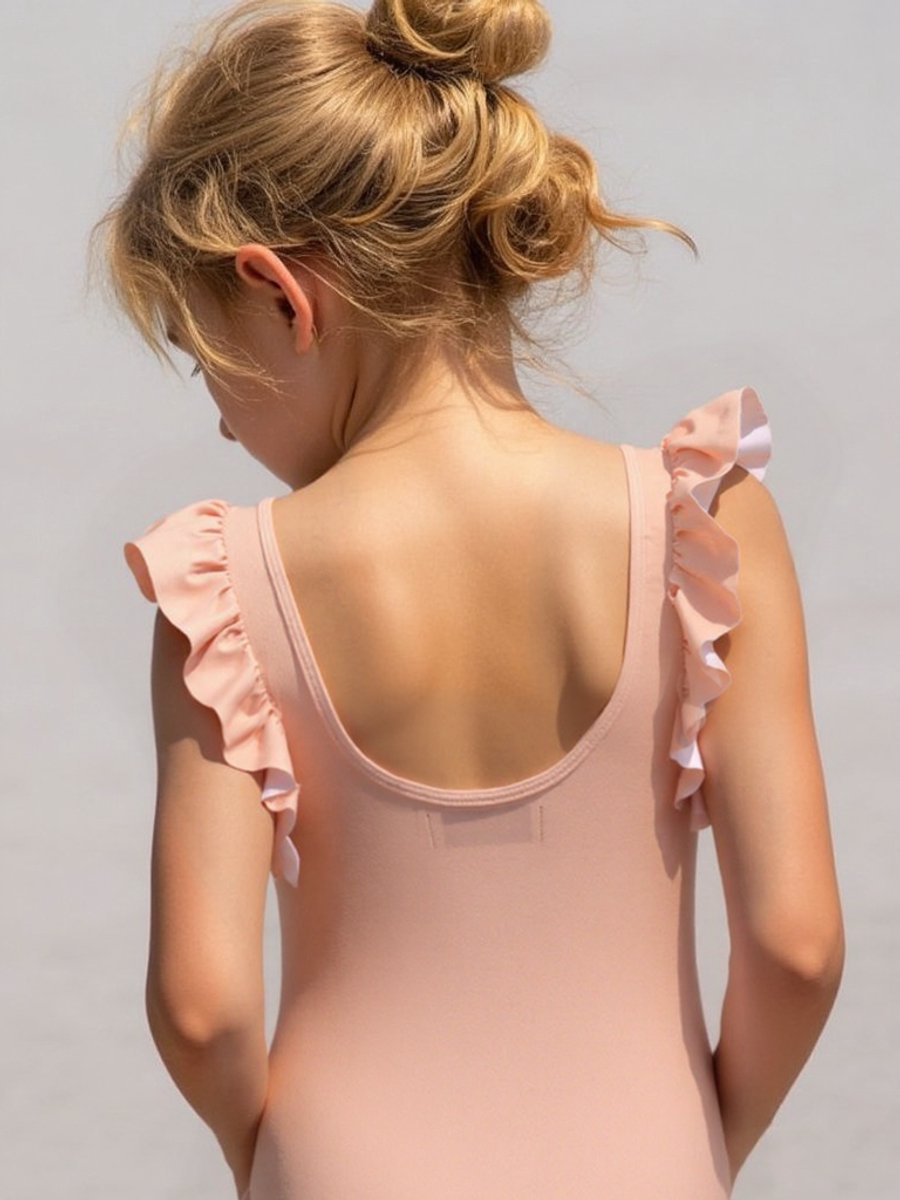 Joya Kids® Badpak Korte Mouw Licht Roze met Ruches Meisjes | Zwempak met ruches Pof Mouwen | Zwempak Lage Rug Kind Oudroze | Meisje Bikini Zomer | Kinderbadpak Peuter | | 5 - 6 jaar — afbeelding 4