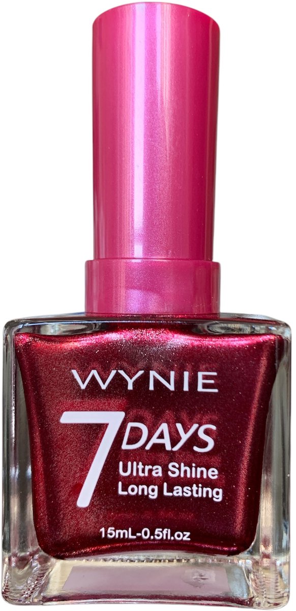 Wynie - Nagellak 7 Days Ultra Shine Long Lasting - Roze/Rood Mini Glitter/Shimmer/Metallic - 1 flesje met 15 ml inhoud - Nummer 513