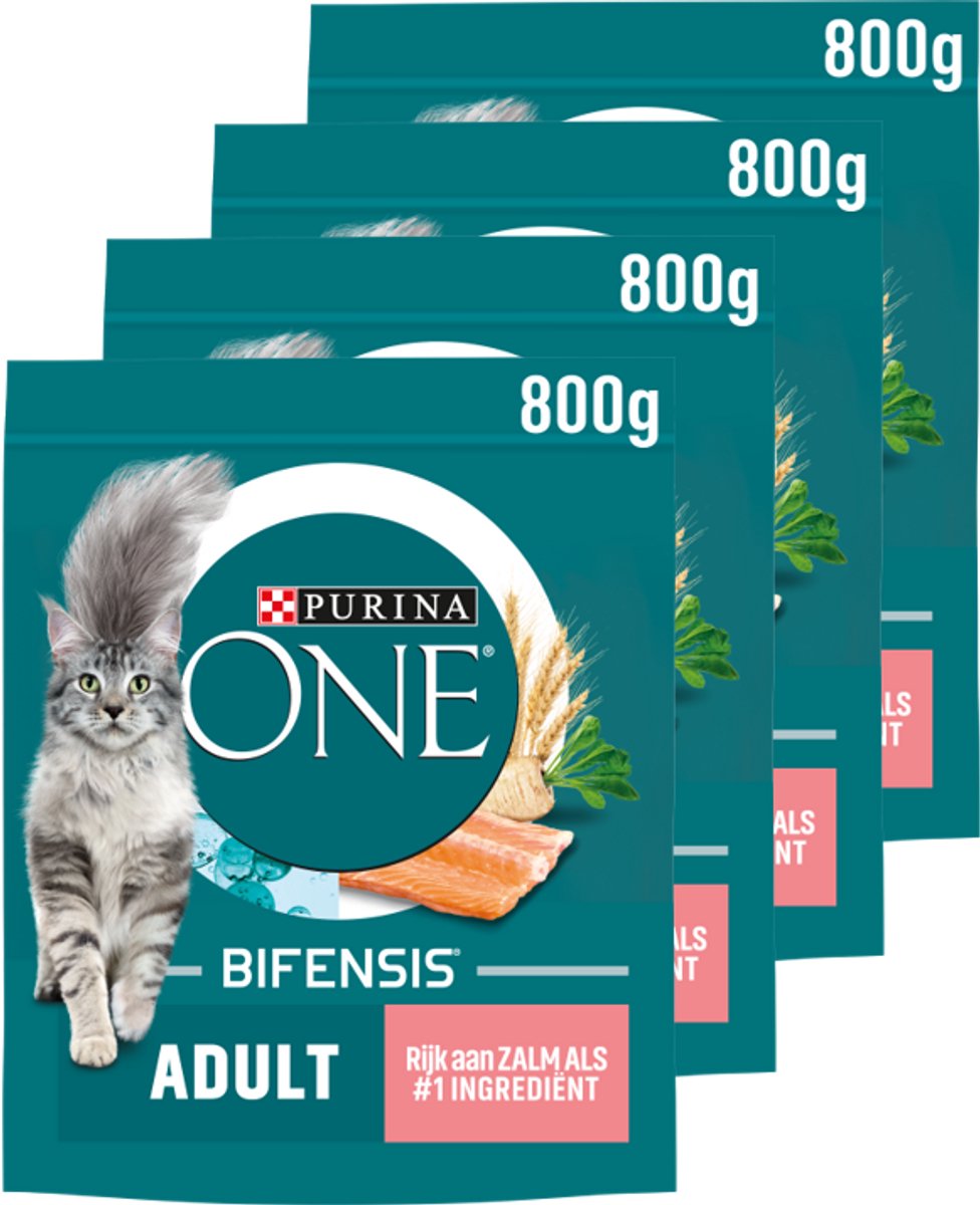 Purina ONE Adult - Kattenvoer - Zalm & Volkoren Granen - 4 x 800g