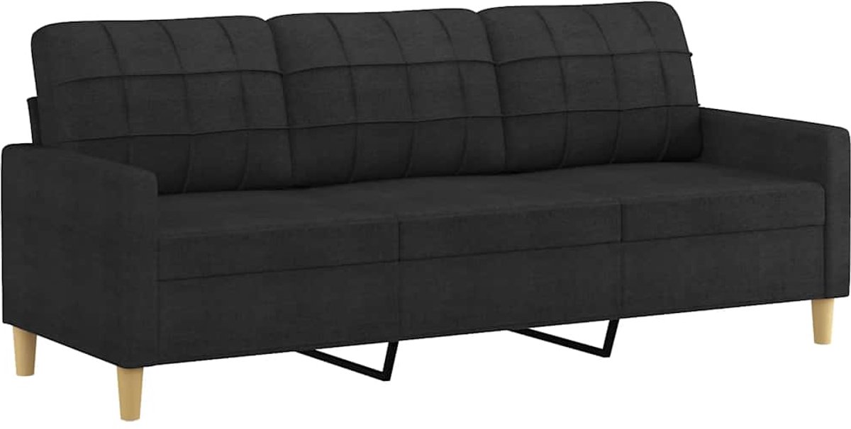 vidaXL Driezitsbank - 180 - cm - stof - zwart