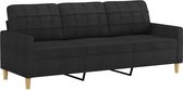vidaXL - Driezitsbank - 180 - cm - stof - zwart