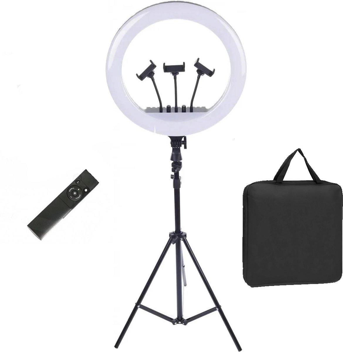 18” MN Commerce EU LED Ringlamp – Dimbaar met Statief & Afstandsbediening – Ideaal voor Make-up, Fotografie & Video