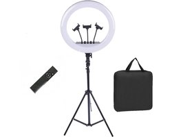 18” MN Commerce EU LED Ringlamp – Dimbaar met Statief & Afstandsbediening – Ideaal voor Make-up, Fotografie & Video