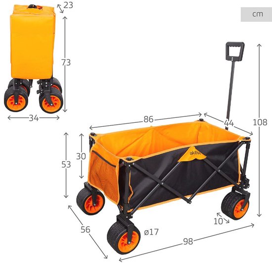 Opvouwbare Transportwagen voor Strand, Tuin en Camping tot 100 kg - Ergonomische Handgreep, 360° Draaibare Wielen met Remmen van Sekey — afbeelding 3