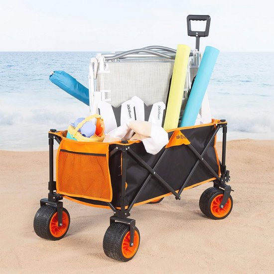 Opvouwbare Transportwagen voor Strand, Tuin en Camping tot 100 kg - Ergonomische Handgreep, 360° Draaibare Wielen met Remmen van Sekey — afbeelding 4