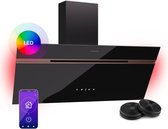 Klarstein Alina Afzuigkap - 90cm Keukenafzuigkap, 690 m³/h Luchtstroom, A++ Energie-efficiëntie, LED-verlichting, Stil 52 dB, Touch Control, Afvoer & Recirculatie, Zwart