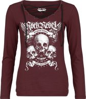 Rock Rebel by EMP donkerrood shirt met lange mouwen en V-hals - Dames - XXL