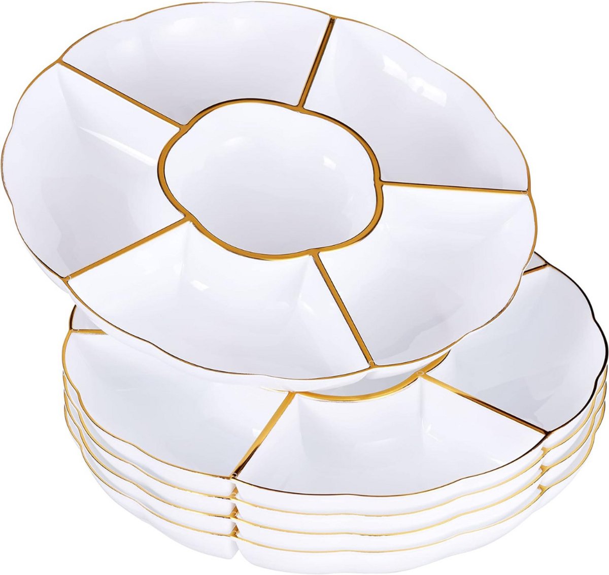 GTB® Serveerschaal met Vakjes - Serveerschaal - Tapasschaal - Wit - 34cm x 33cm x 11cm