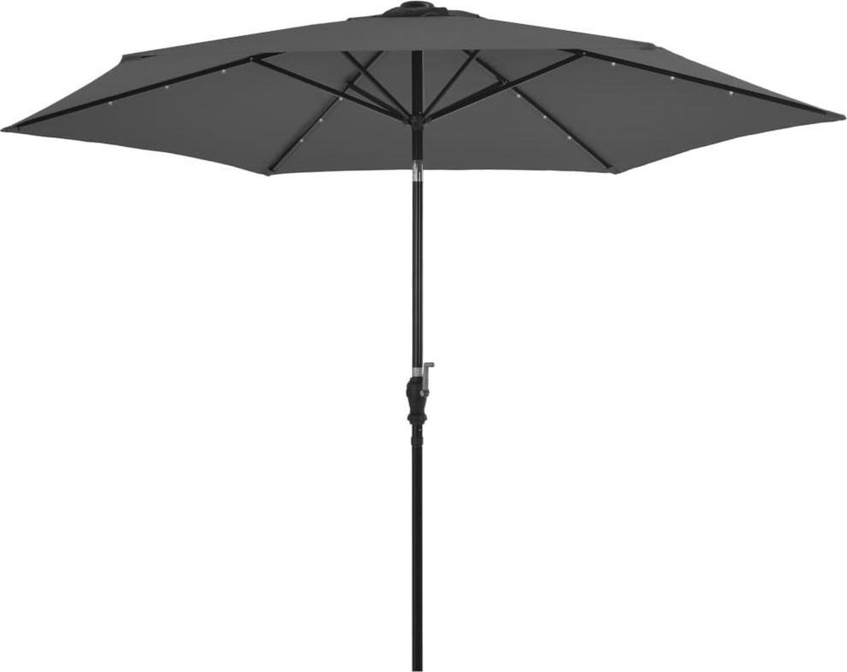 Bol.com vidaXL - Parasol - met - LED-verlichting - en - stalen - paal - 300 - cm - antraciet aanbieding