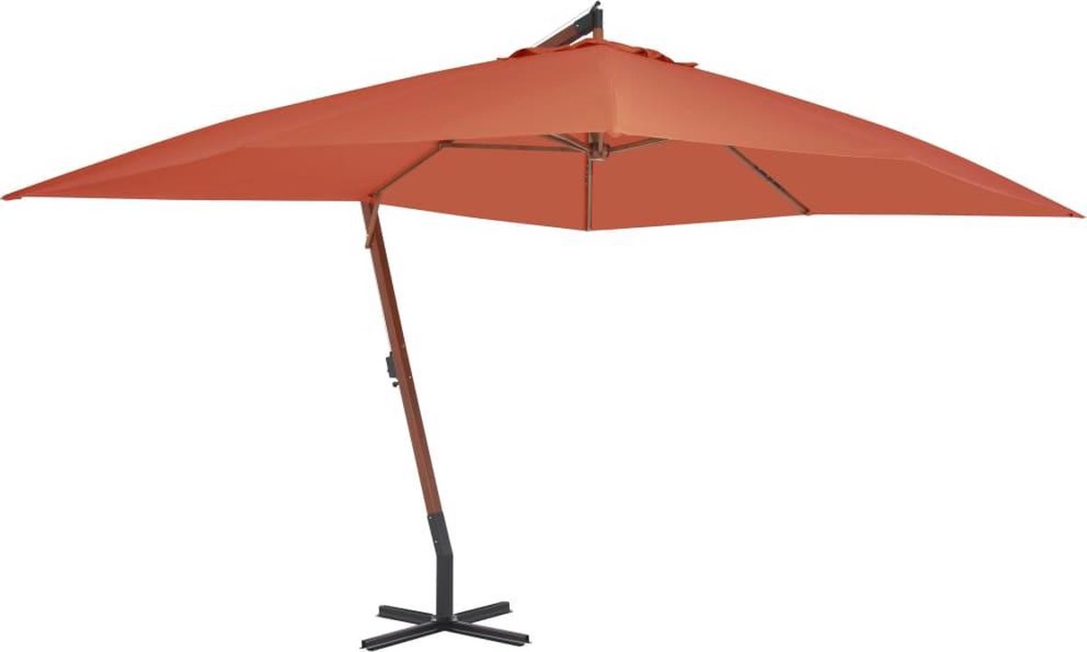 vidaXL Zweefparasol met houten paal 400x300 cm terracottakleurig