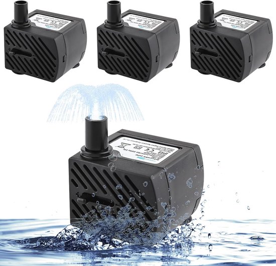 Mini-waterpomp 4 stuks - aquariumpomp 3 W - 180 l/u - ultra stil - dompelpomp - aquaria vijver fontein - hydrocultuur fonteinpomp